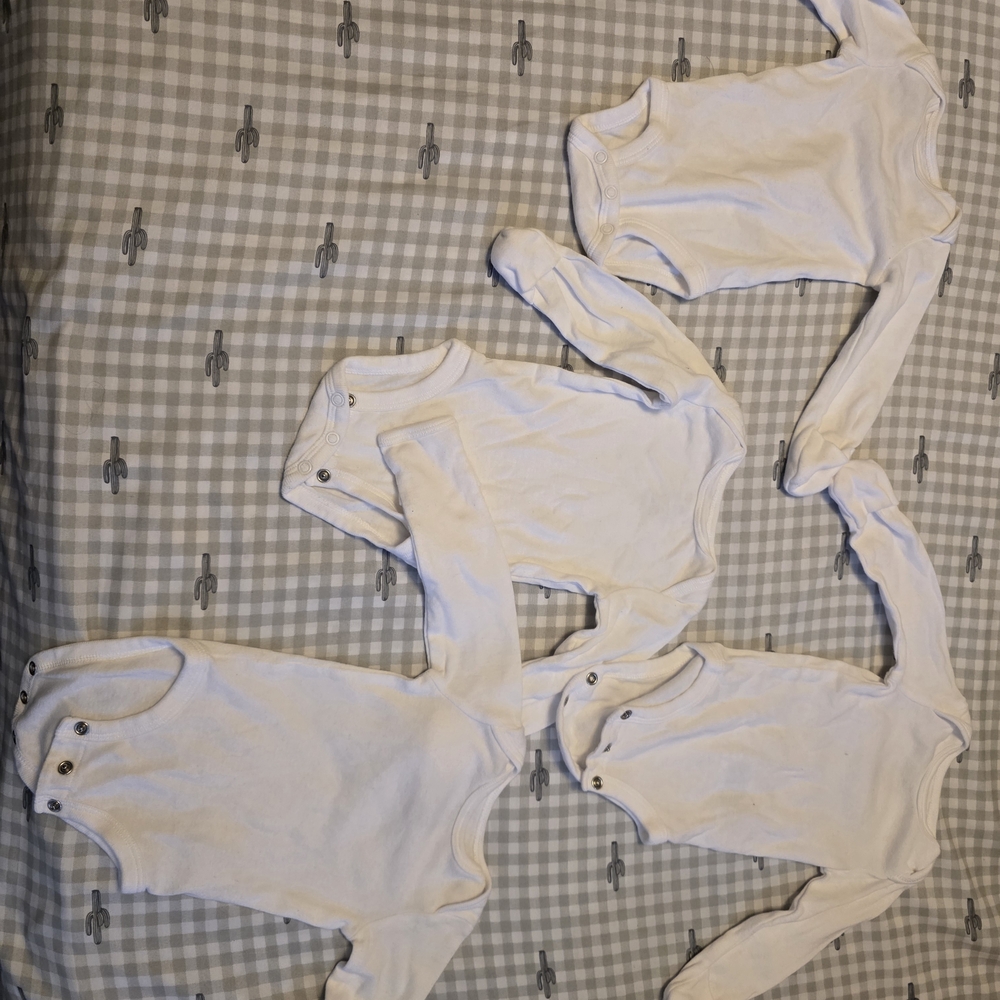 Carter's White Long-Sleeve Baby Bodysuits - Set of 4